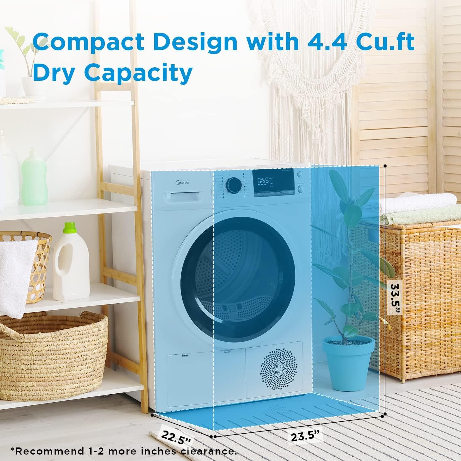 image:imageMidea MLE25H7BWW Heat Pump Ventless Front Load Dryer Stackable Washing Machine Energy Efficient and Space Saving 44 Cuft White