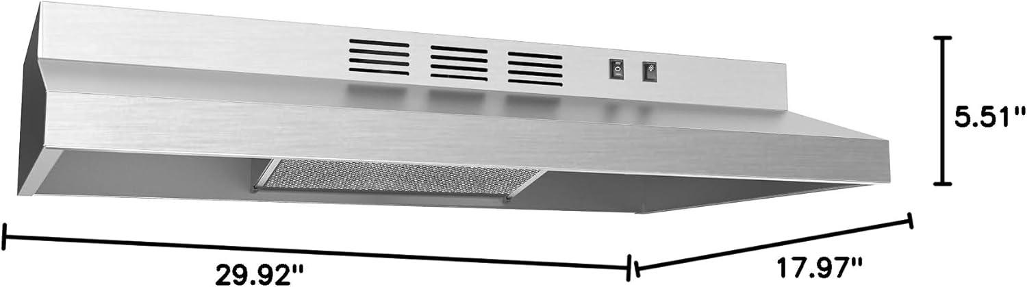 image:imageMidea MVP30W6AST Ducted Pyramid Range 450 CFM Stainless Steel Wall Mount Vent Hood with 3 Speed Exhaust Fan 5Layer Aluminum Permanent Filters Two LED Lights Convertible to Ductless 30 inchesUnder Cabinet Vent