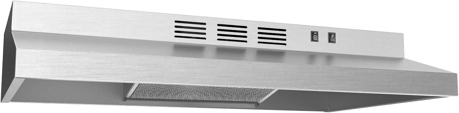 image:imageMidea MVP30W6AST Ducted Pyramid Range 450 CFM Stainless Steel Wall Mount Vent Hood with 3 Speed Exhaust Fan 5Layer Aluminum Permanent Filters Two LED Lights Convertible to Ductless 30 inchesUnder Cabinet Vent