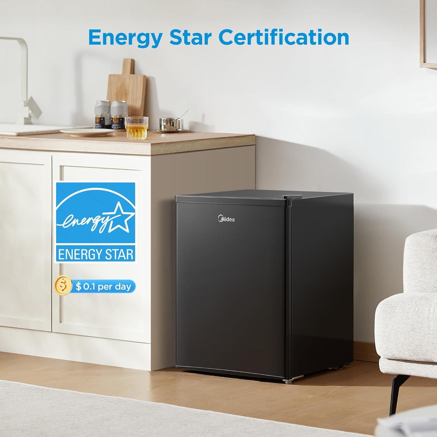 image:imageMidea WHS65LB1 Compact Single Reversible Door Refrigerator 16 Cubic Feet0045 Cubic Meter BlackBlack