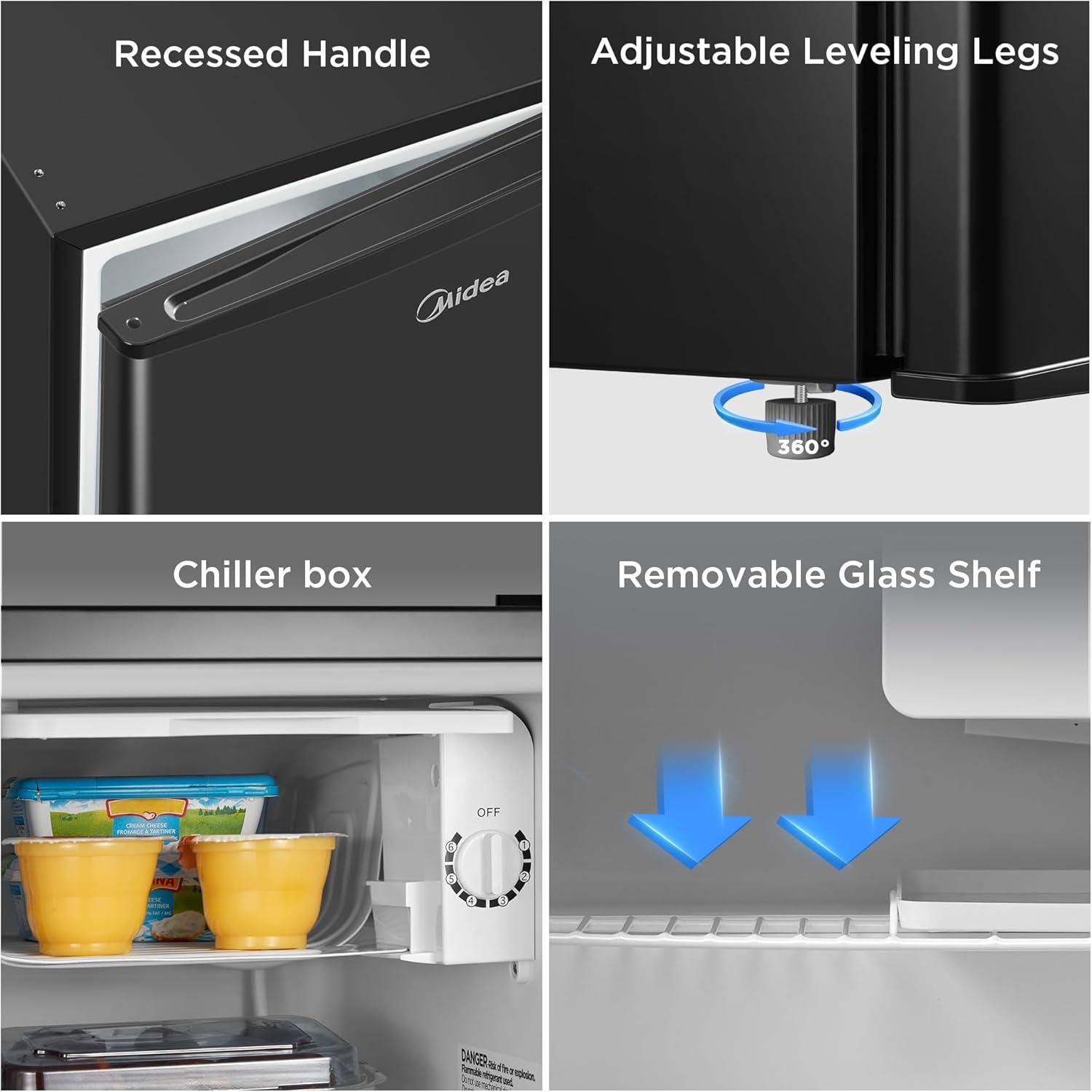 image:imageMidea WHS65LB1 Compact Single Reversible Door Refrigerator 16 Cubic Feet0045 Cubic Meter BlackBlack