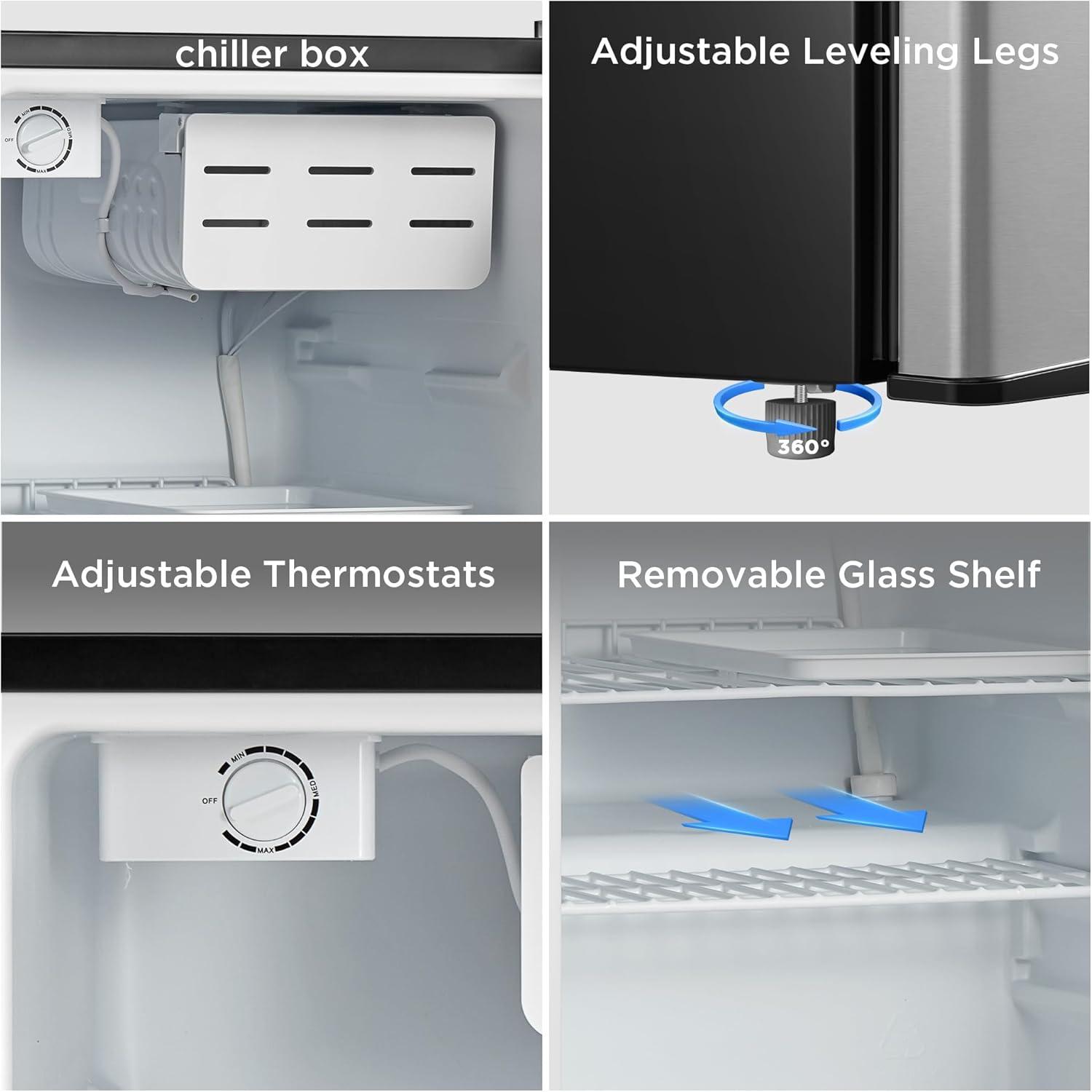 image:imageMidea WHS65LB1 Compact Single Reversible Door Refrigerator 16 Cubic Feet0045 Cubic Meter BlackStainless Steel