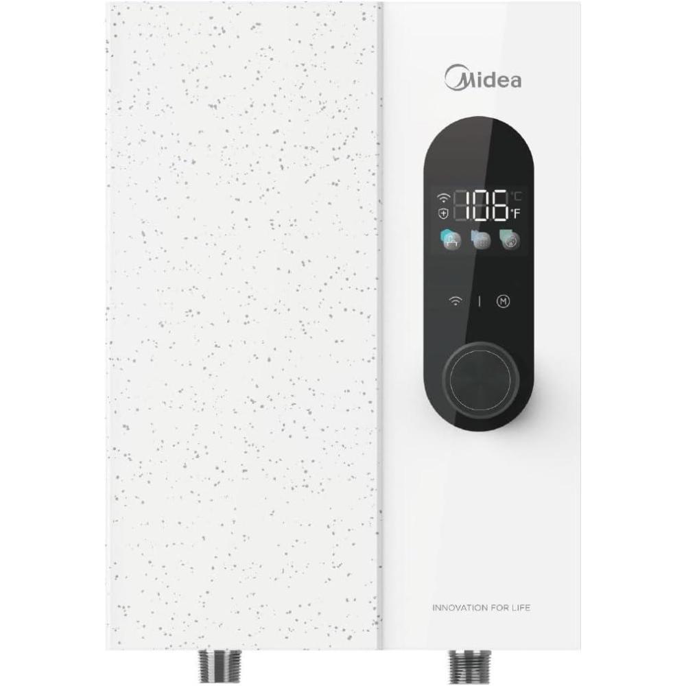 image:imageMidea 13KW Electric Tankless Water Heater Touch Control WiFi Control LED Display Child Mode 240 Volts with Automatic Power Modulation Ondemand Hot Water White18KW