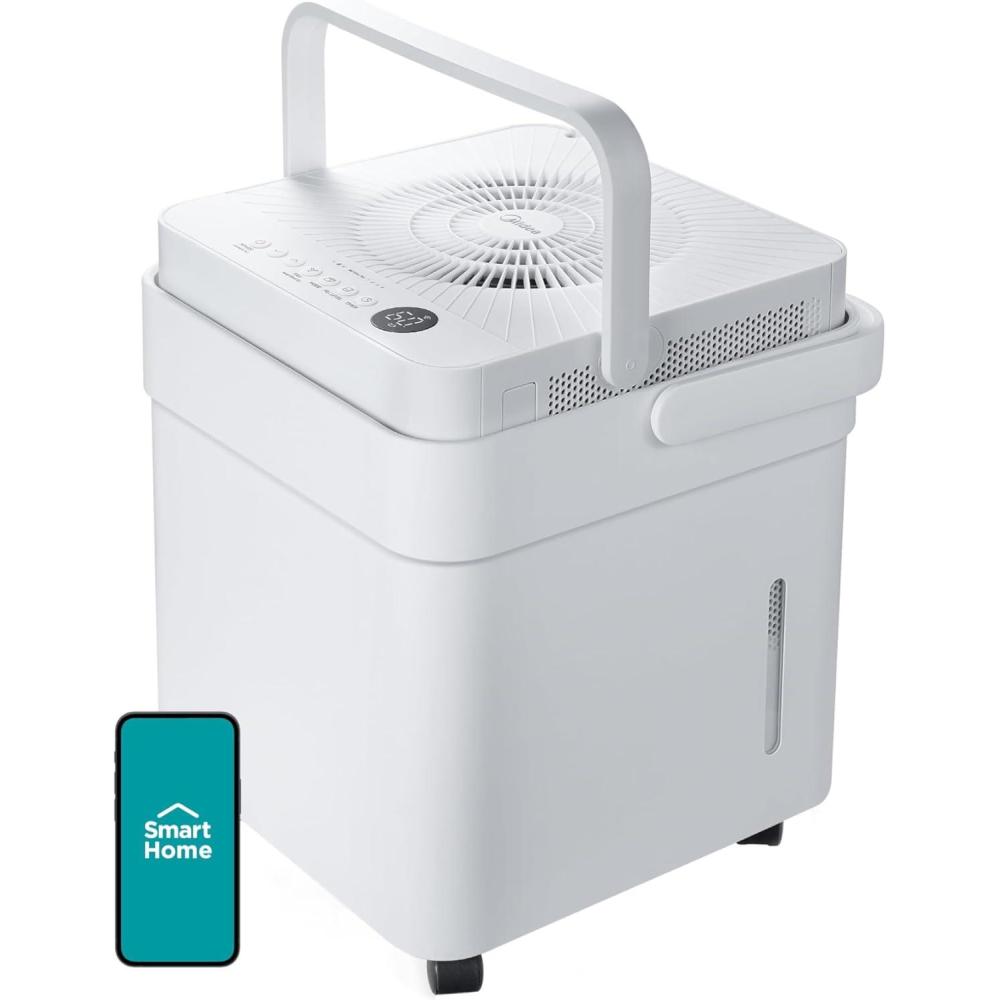 image:imageMidea Cube 35 Pint Dehumidifier for Basement and Rooms at Home for up to 3500 Sq Ft Smart Control Compatible with Alexa White Drain Hose Included3 500 Sq Ft