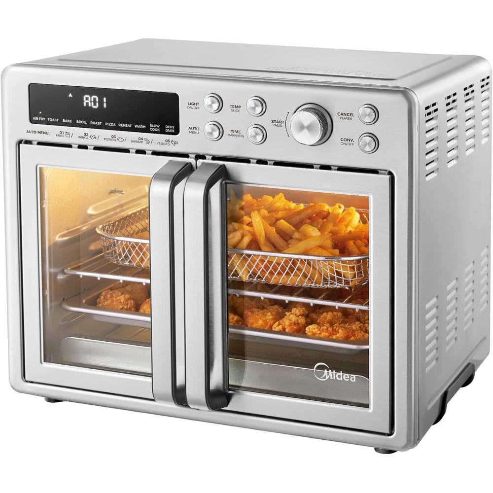 image:imageMidea Flexify French Door Toaster Oven Air Fryer Combo 264 QT Extra Large Air Fryer Countertop Oven 10in1 Combo 25 Faster Cooking and 90 Less Oil Stainless Steel