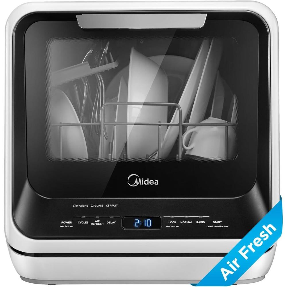 image:imageMidea MDC17P0ABB Portable Countertop Mini 132Gal Builtin Water Tank No Hookup Needed 6 Programs 360 Dual Spray 162 HighTempamp AirRefresh Function Dishwasher for Apartmentsamp RVs Black