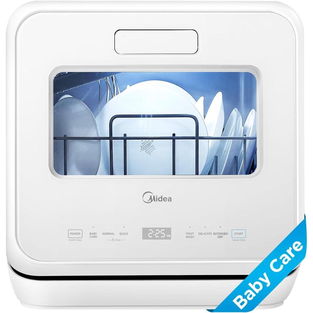 image:imageMidea MDC17P4CWW Portable Countertop Mini 132Gal Builtin Water Tank Baby Care No Hookup Needed 360 Dual SprayHighTemp wash Dishwasher for Apartmentsamp RVs White WholeBaby Care