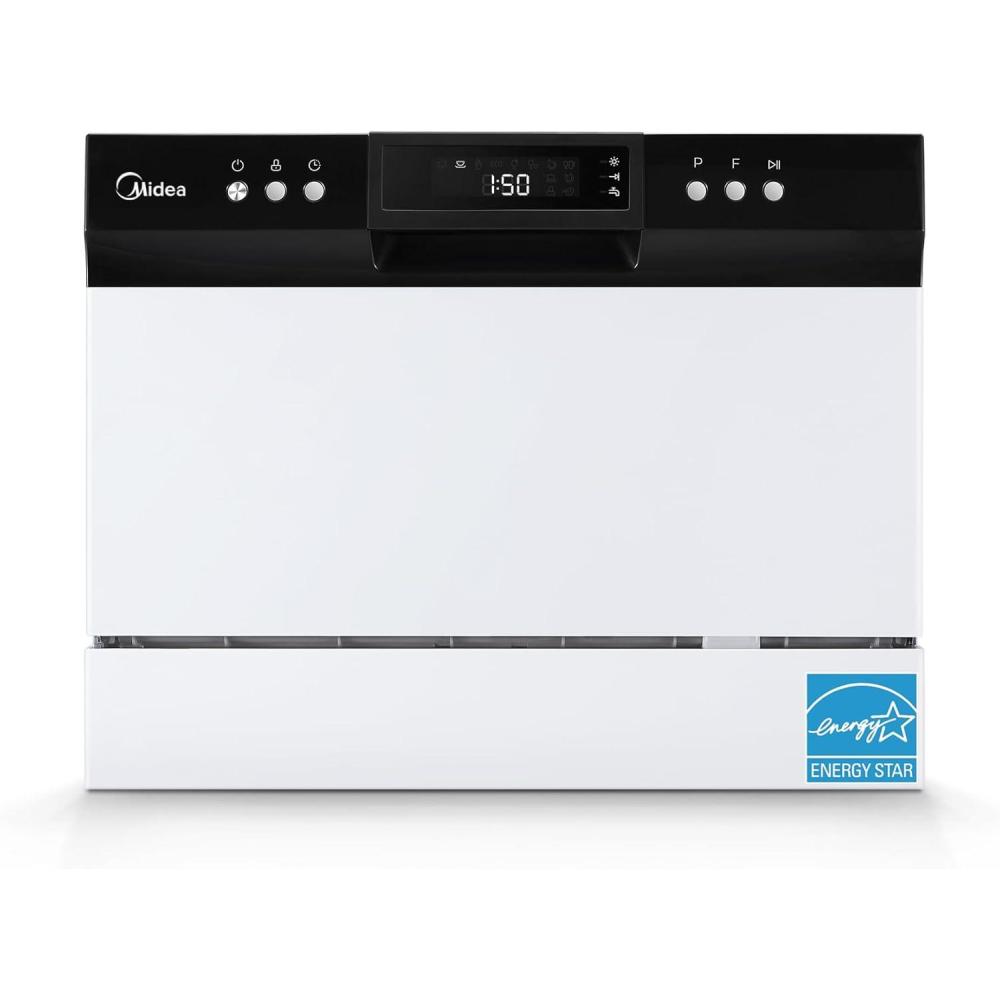 image:imageMidea MDC22P1AWW Energy Star Portable Dishwasher 6 Place Settings amp 8 Washing Programs Speed BabyCare ECOamp Glass Dish Washer for Dorm RVamp Apartment White
