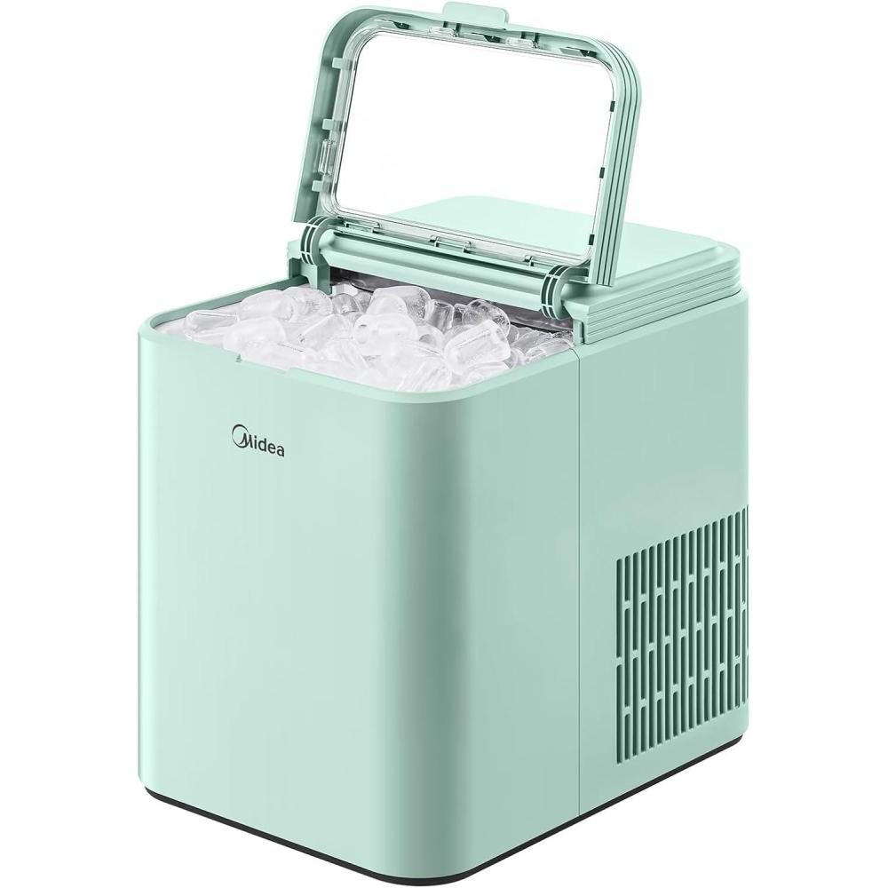 image:imageMidea MERI26B1AGN Countertop BulletIce Maker 8 Ice Bullets Ready in 6 Minutes 26lbs24H SelfCleaning Function with Ice Scoop and Basket for HomeOfficeRVGreen