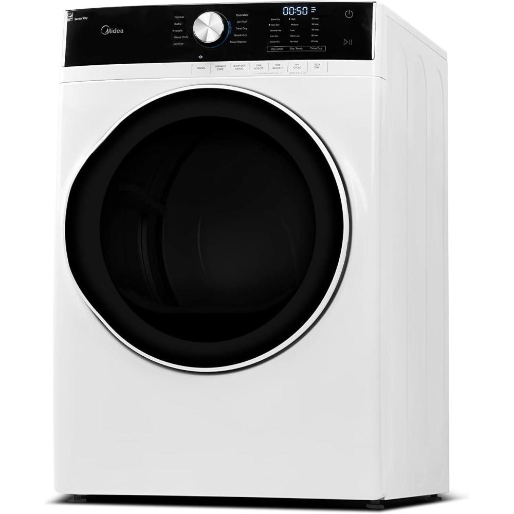 image:imageMidea MLE45N1AWW Front Load Electric Dryer Matching with Stainless Steel Sensor Dry Wrinkle Care Touch Control 10 Total Cycles 80 Cuft WhiteGas Dryer