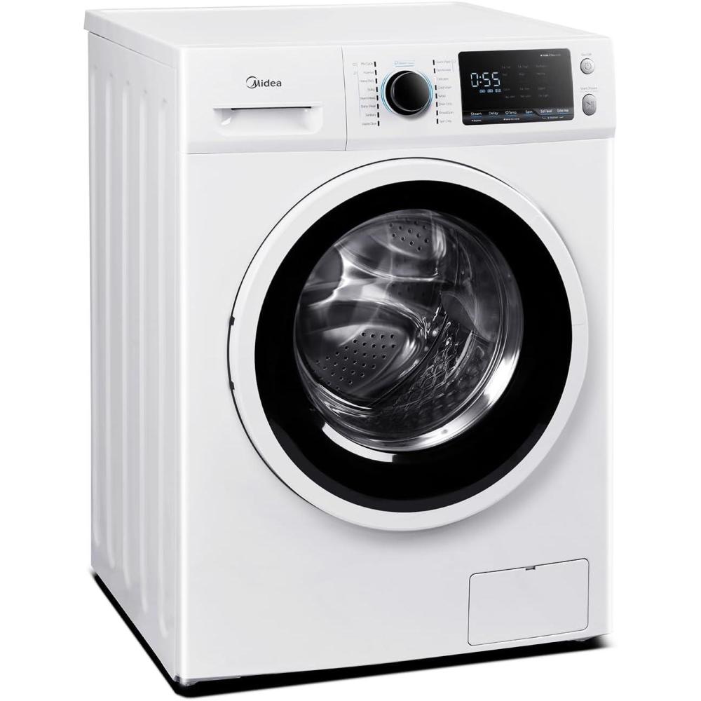 image:imageMidea MLH25N7BWW Compact FrontLoad Machine 24 Energy amp SpaceSaving Washer Steam Care and Cold Wash Stackable Laundry for Family Daily use 25 Cuft White