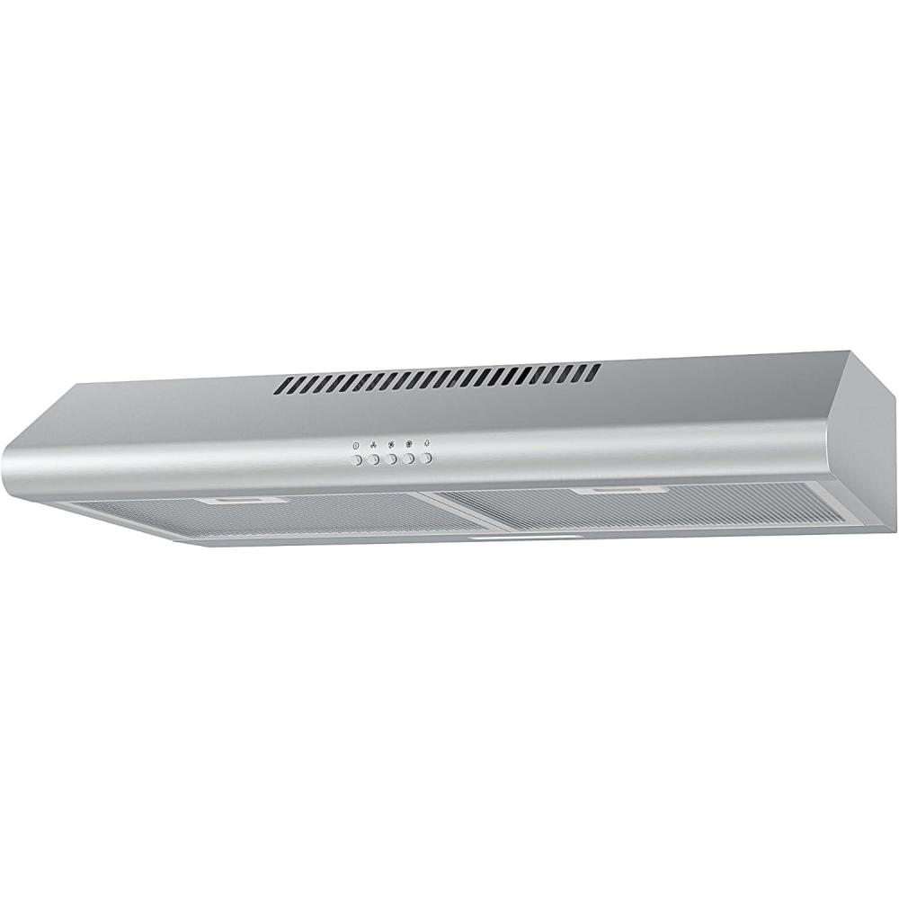 image:imageMidea MVP30W6AST Ducted Pyramid Range 450 CFM Stainless Steel Wall Mount Vent Hood with 3 Speed Exhaust Fan 5Layer Aluminum Permanent Filters Two LED Lights Convertible to Ductless 30 inchesUnder Cabinet Vent