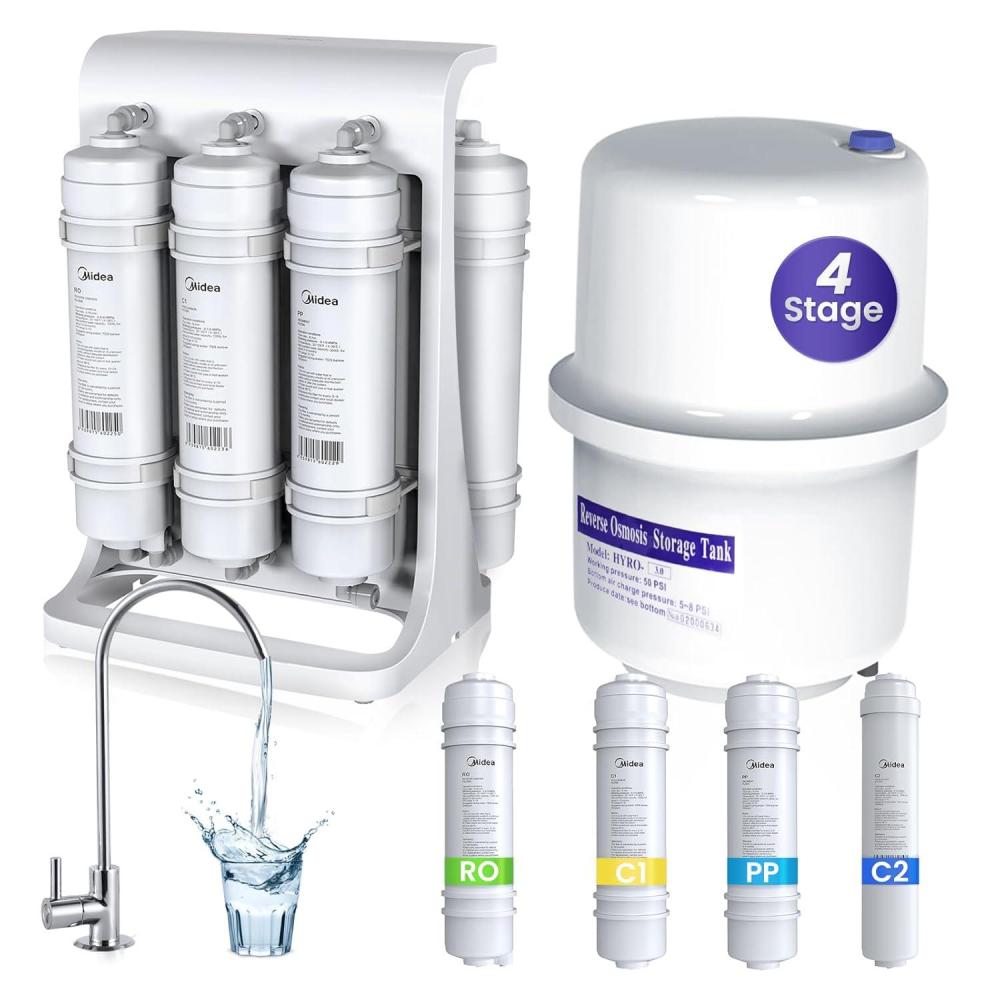 image:imageMidea Reverse Osmosis System 4Stage RO Under Sink Water Filtration System NSFANSI Certified Ultra Safe Materials Superb Taste Drinking Water Filter for Home 75 GPD Easy DIY Install