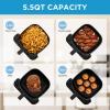 Midea Air Fryer 5.5 Quart with See-Thru Window, Rapid Air Technology, 9 Preset Menus for Quick and Easy Meals,1 Minute Button and Favorite Function, 90% less oil(Black)