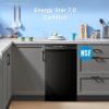 Midea MDF18A1AWW Built-in Dishwasher with 8 Place Settings, 6 Washing Programs, Stainless Steel Tub, Heated Dry, Energy Star, White(Black)