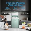 Midea MERI26B1AGN Countertop Bullet-Ice Maker, 8 Ice Bullets Ready in 6 Minutes, 26lbs/24H, Self-Cleaning Function with Ice Scoop and Basket for Home/Office/RV(Green)