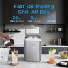 Midea MERI26B1AGN Countertop Bullet-Ice Maker, 8 Ice Bullets Ready in 6 Minutes, 26lbs/24H, Self-Cleaning Function with Ice Scoop and Basket for Home/Office/RV(Grey)