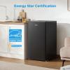 Midea MERM33S1ABB Mini Fridge, 3.3 Cu.ft Compact Fridge with Internal Light, Adjustable Thermostat, Reversible Door, Low Noise for Dorm, Office, Bedroom Black(Black)