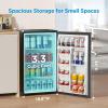 Midea MERM33S1AST Mini Fridge, 3.3 Cu.ft Compact Fridge with Internal Light, Adjustable Thermostat, Reversible Door, Low Noise for Dorm, Office, Bedroom, Stainless Steel(Silver)