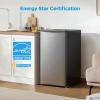 Midea MERM33S1AST Mini Fridge, 3.3 Cu.ft Compact Fridge with Internal Light, Adjustable Thermostat, Reversible Door, Low Noise for Dorm, Office, Bedroom, Stainless Steel(Silver)