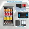 Midea MERV115T3AST 115 Cans Beverage Refrigerator with Adjustable Temperature, Removable Glass Shelf, LED Light, Silver(115 Cans)