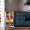 Midea MERV115T3AST 115 Cans Beverage Refrigerator with Adjustable Temperature, Removable Glass Shelf, LED Light, Silver(115 Cans)