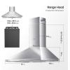 Midea MVP30W6AST Ducted Pyramid Range 450 CFM Stainless Steel Wall Mount Vent Hood with 3 Speed Exhaust Fan, 5-Layer Aluminum Permanent Filters, Two LED Lights, Convertible to Ductless, 30 inches(Pyramid Hood)