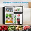 Midea WHD-113FSS1 Double Door Mini Fridge with Freezer for Bedroom Office or Dorm with Adjustable Remove Glass Shelves Compact Refrigerator, 3.1 cu ft, Stainless Steel(Stainless Steel)