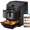Midea Dual Basket Air Fryer Oven 11 Quart 8 in 1 Functions, Clear Window, Smart Sync Finish, Works with Alexa, Wi-Fi Connectivity, 50+ App Recipes for family meals, Bake, Roast, Grill, Broil, Toast