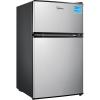 Midea WHD-113FSS1 Double Door Mini Fridge with Freezer for Bedroom Office or Dorm with Adjustable Remove Glass Shelves Compact Refrigerator, 3.1 cu ft, Stainless Steel(Stainless Steel)