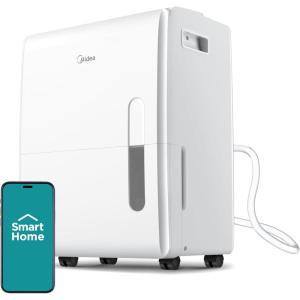 Midea 1,500 Sq. Ft. Energy Star Certified Dehumidifier With Reusable Air Filter 22 Pint – Ideal For Basements, Large & Medium Sized Rooms, And Bathrooms (White)(5 500 Sq. Ft. with Pump – WiFi)