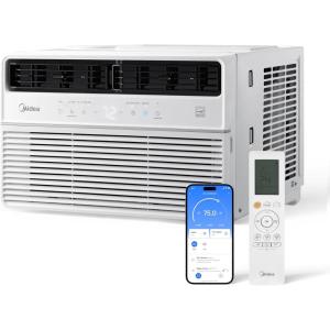 Midea 18,000 BTU Smart Inverter Window Air Conditioner with APP, Alexa Control, 208/230V AC Unit Cools up to 1,000 Sq. Ft, Quiet Operation, Energy Saving, Remote & Easy Installation Kit, White(Inverter AC)