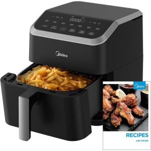 Midea Air Fryer 5.5 Quart with See-Thru Window, Rapid Air Technology, 9 Preset Menus for Quick and Easy Meals,1 Minute Button and Favorite Function, 90% less oil(Black)
