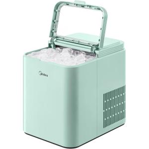 Midea MERI26B1AGN Countertop Bullet-Ice Maker, 8 Ice Bullets Ready in 6 Minutes, 26lbs/24H, Self-Cleaning Function with Ice Scoop and Basket for Home/Office/RV(Green)
