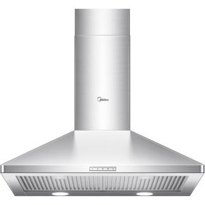 Midea MVP30W6AST Ducted Pyramid Range 450 CFM Stainless Steel Wall Mount Vent Hood with 3 Speed Exhaust Fan, 5-Layer Aluminum Permanent Filters, Two LED Lights, Convertible to Ductless, 30 inches(Pyramid Hood)