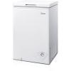Midea MERC04C4BAWW Chest Freezer, 3.5 Cubic Feet Freezer With Removable Basket, Interior LED Light, Adjustable Temperature, For Kitchen Apartment Office, White(3.5 Cubic Feet (Non-Convertible))