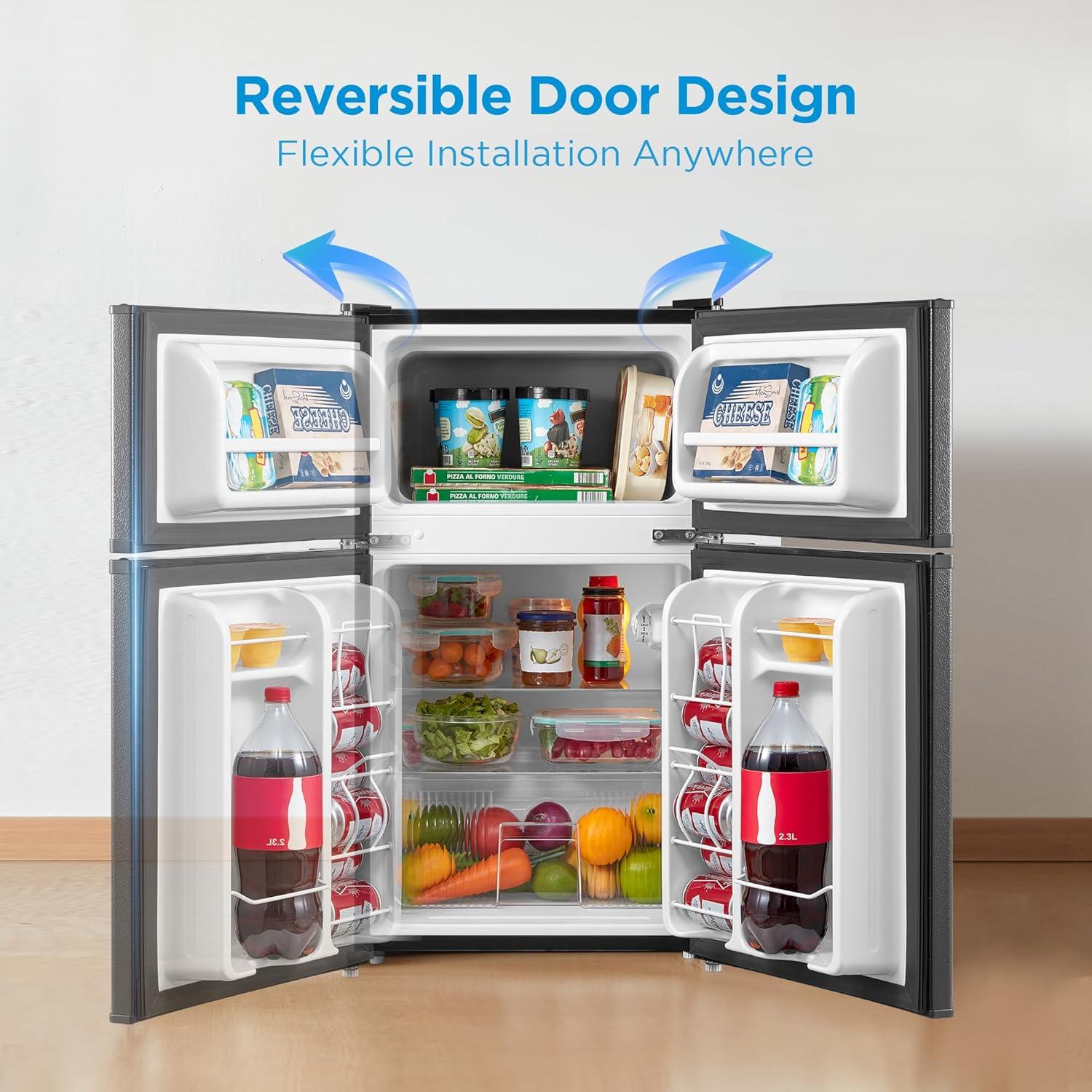 image:imageMidea WHD113FSL 31 Cu Ft Compact Fridge with Freezer Energy Star Certified Mini Fridge with Interior Light Adjustable Shelves Perfect for Office Dorm Bedroom SilverBlack