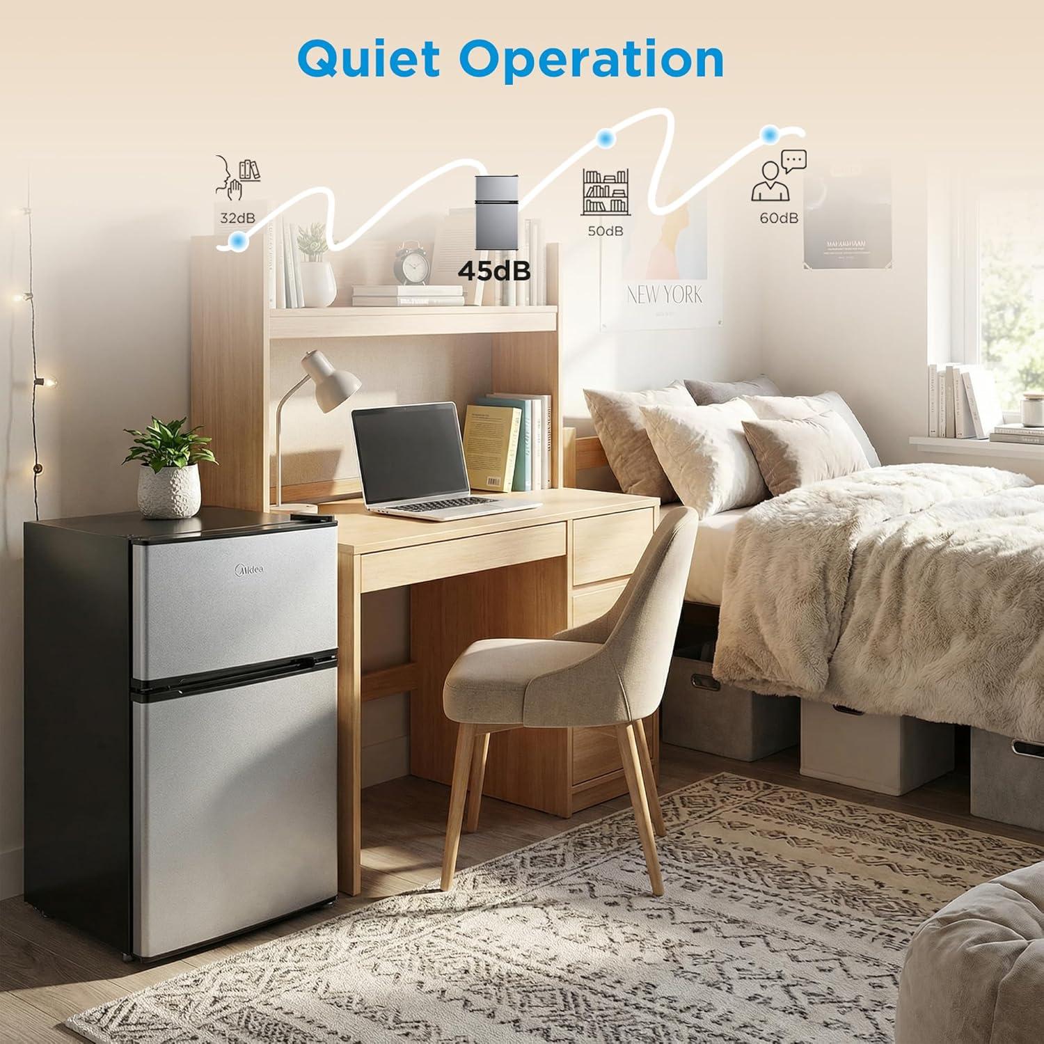 image:imageMidea WHD113FSL 31 Cu Ft Compact Fridge with Freezer Energy Star Certified Mini Fridge with Interior Light Adjustable Shelves Perfect for Office Dorm Bedroom SilverSilver