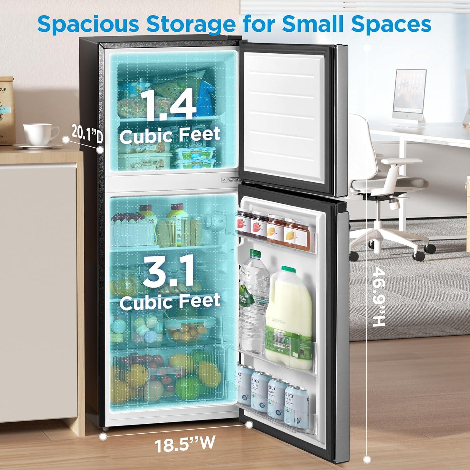 image:imageMidea WHD113FSL 31 Cu Ft Compact Fridge with Freezer Energy Star Certified Mini Fridge with Interior Light Adjustable Shelves Perfect for Office Dorm Bedroom SilverStainless Steel