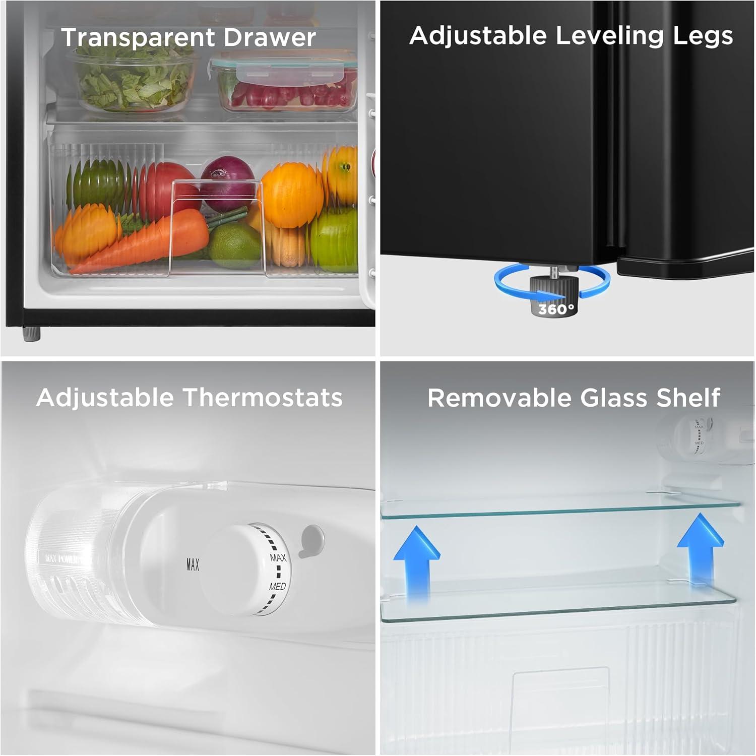 image:imageMidea WHD113FSL 31 Cu Ft Compact Fridge with Freezer Energy Star Certified Mini Fridge with Interior Light Adjustable Shelves Perfect for Office Dorm Bedroom SilverBlack