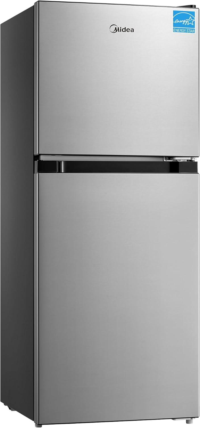 image:imageMidea WHD113FSL 31 Cu Ft Compact Fridge with Freezer Energy Star Certified Mini Fridge with Interior Light Adjustable Shelves Perfect for Office Dorm Bedroom SilverStainless Steel