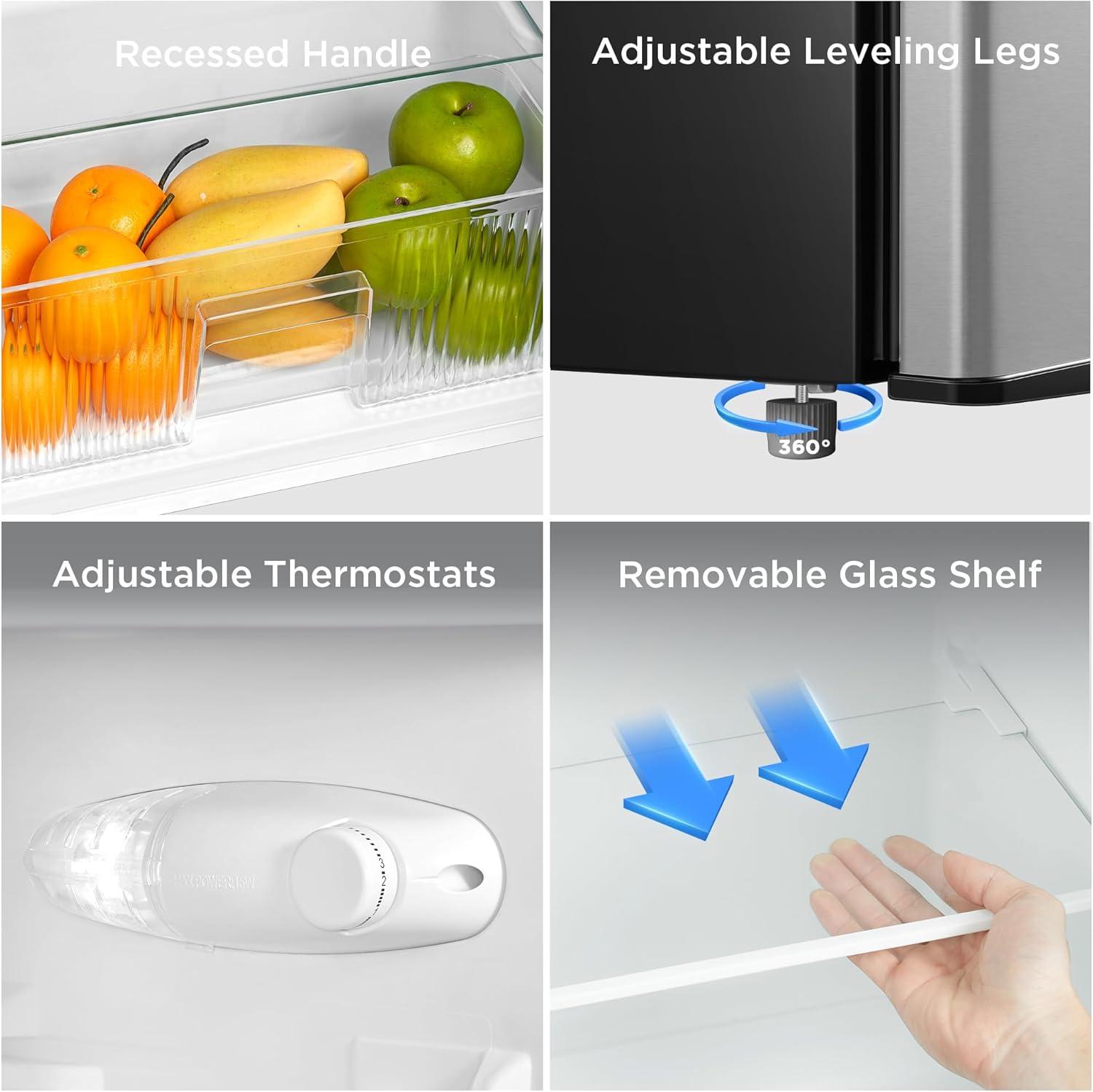 image:imageMidea WHD113FSL 31 Cu Ft Compact Fridge with Freezer Energy Star Certified Mini Fridge with Interior Light Adjustable Shelves Perfect for Office Dorm Bedroom SilverStainless Steel