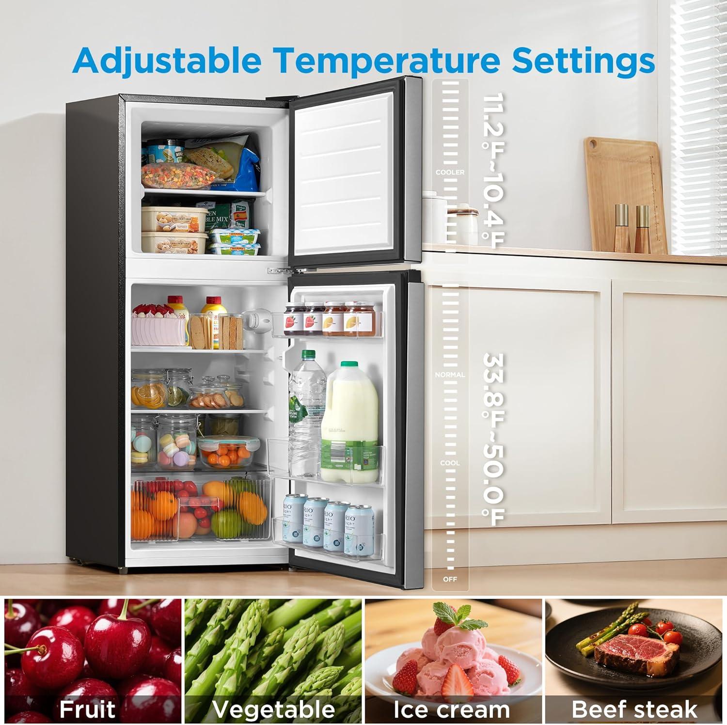 image:imageMidea WHD113FSL 31 Cu Ft Compact Fridge with Freezer Energy Star Certified Mini Fridge with Interior Light Adjustable Shelves Perfect for Office Dorm Bedroom SilverStainless Steel