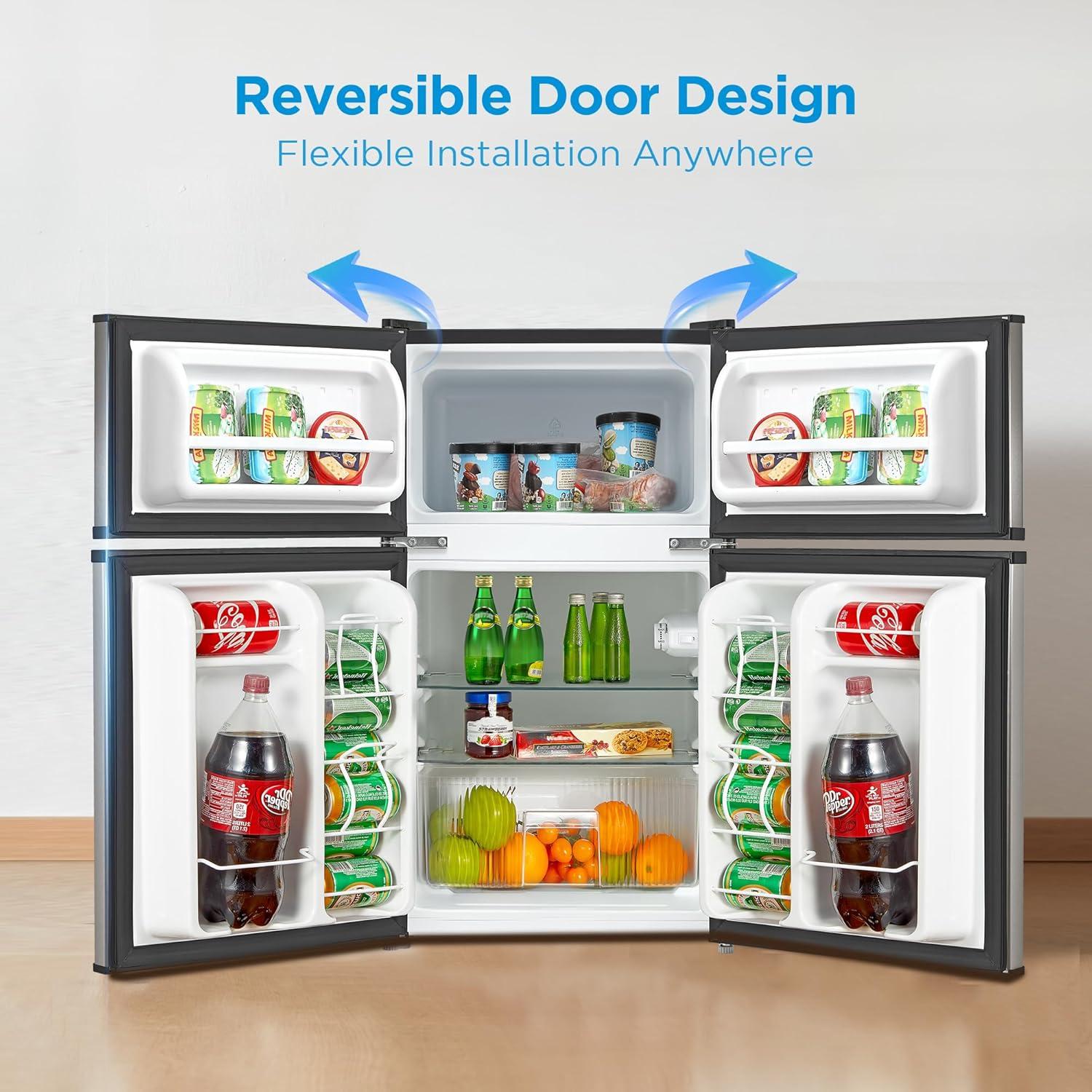 image:imageMidea WHD113FSL 31 Cu Ft Compact Fridge with Freezer Energy Star Certified Mini Fridge with Interior Light Adjustable Shelves Perfect for Office Dorm Bedroom SilverStainless Steel