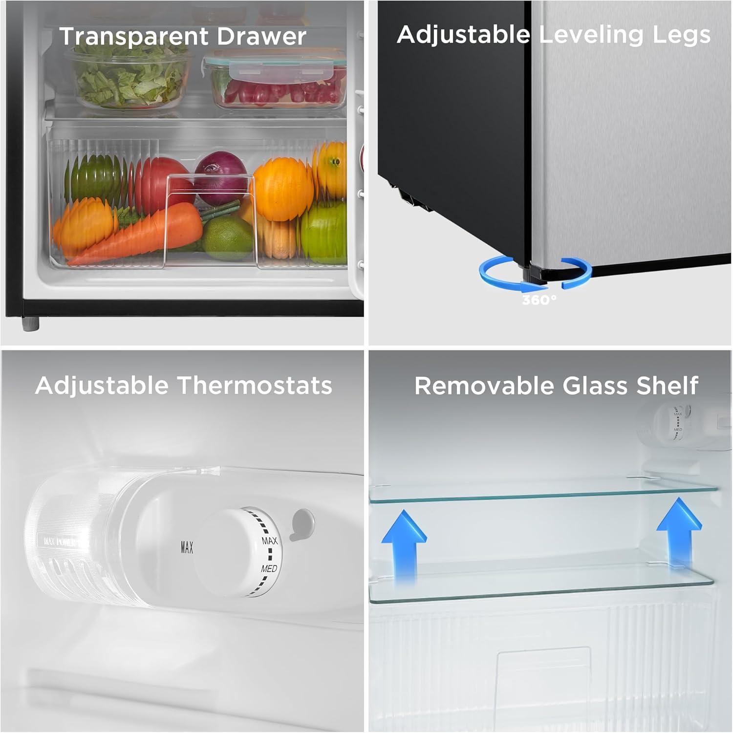 image:imageMidea WHD113FSL 31 Cu Ft Compact Fridge with Freezer Energy Star Certified Mini Fridge with Interior Light Adjustable Shelves Perfect for Office Dorm Bedroom SilverStainless Steel