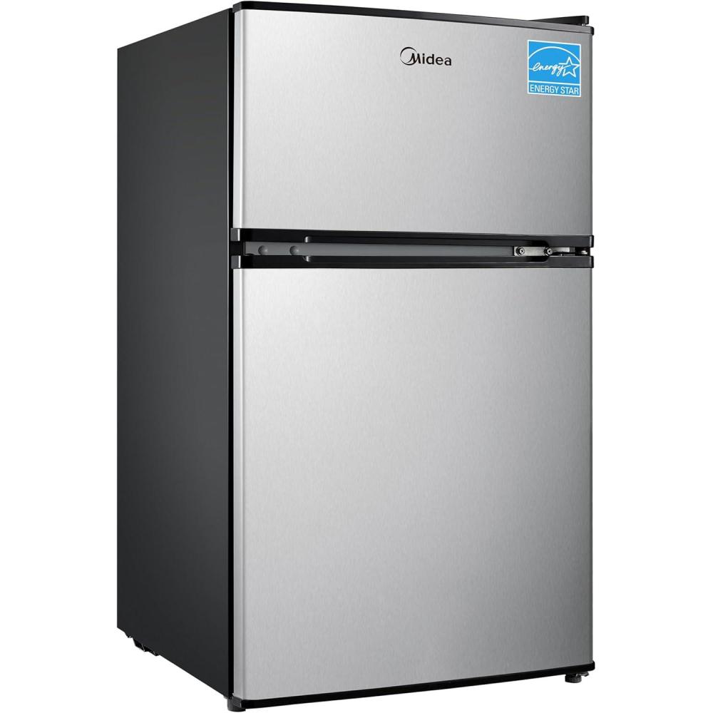 image:imageMidea WHD113FSL 31 Cu Ft Compact Fridge with Freezer Energy Star Certified Mini Fridge with Interior Light Adjustable Shelves Perfect for Office Dorm Bedroom SilverStainless Steel