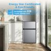 Midea WHD-113FSL 3.1 Cu Ft Compact Fridge with Freezer, Energy Star Certified Mini Fridge with Interior Light, Adjustable Shelves, Perfect for Office, Dorm, Bedroom, Silver(Silver)