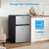 Midea WHD-113FSL 3.1 Cu Ft Compact Fridge with Freezer, Energy Star Certified Mini Fridge with Interior Light, Adjustable Shelves, Perfect for Office, Dorm, Bedroom, Silver(Stainless Steel)