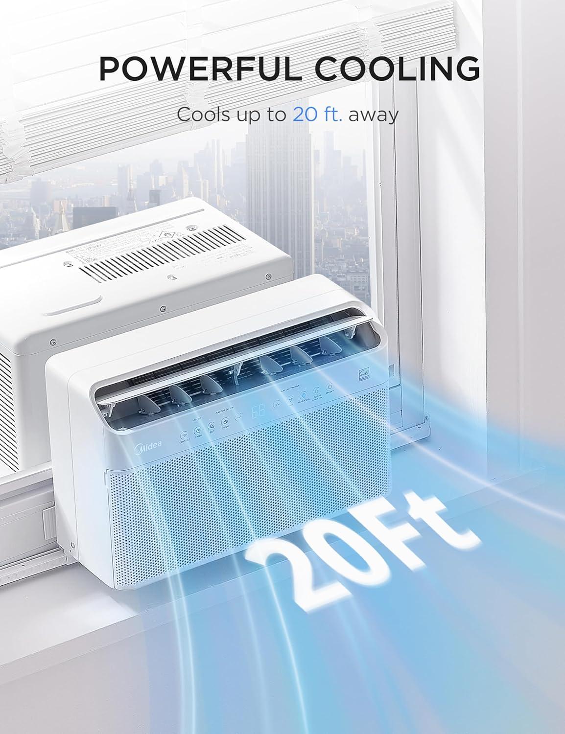 image:imageJET BLACK LIMITED EDITION Midea U Shaped Window Air Conditioner for Bedroom 6000 BTU Smart Control Inverter Technology Room Darkening Side Vents Ultra Quiet Innovative WindowFriendly Design8 000 BTU Updated