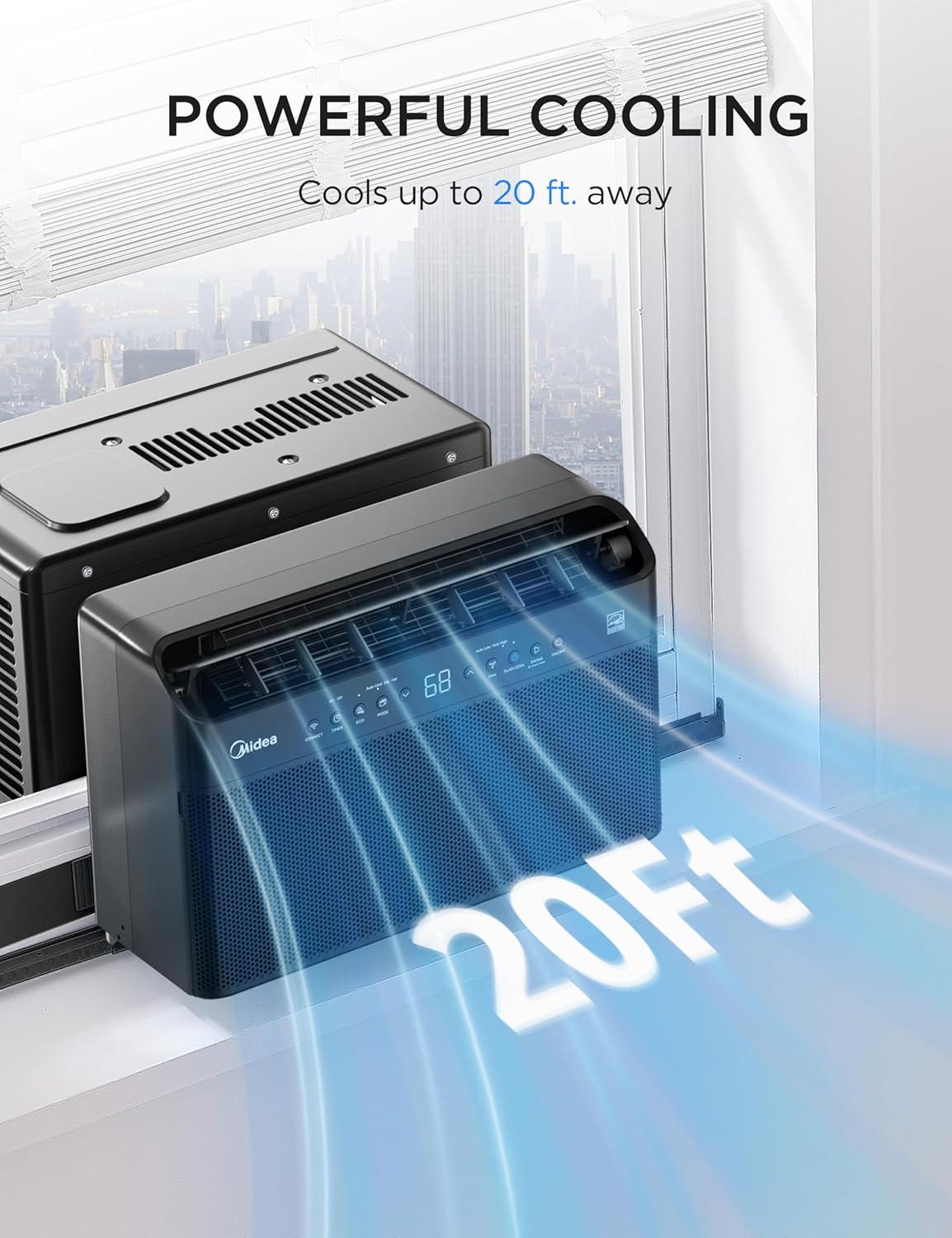 image:imageJET BLACK LIMITED EDITION Midea U Shaped Window Air Conditioner for Bedroom 6000 BTU Smart Control Inverter Technology Room Darkening Side Vents Ultra Quiet Innovative WindowFriendly Design6 000 BTU Limited Edition JET BLACK